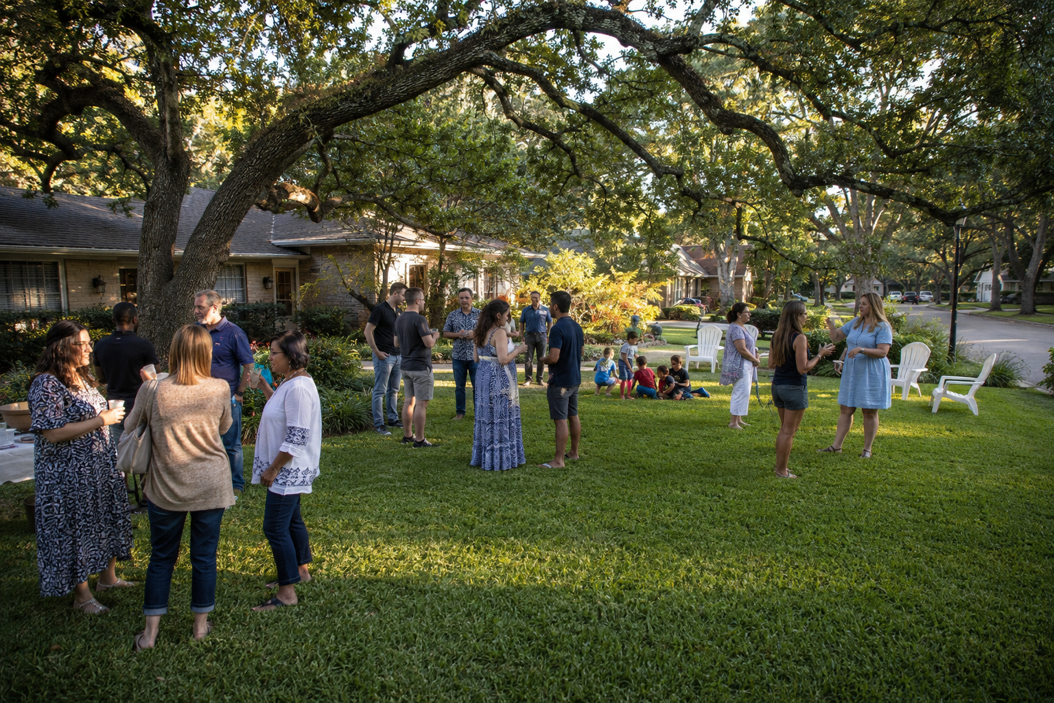 Outdoor neighborhood community gathering