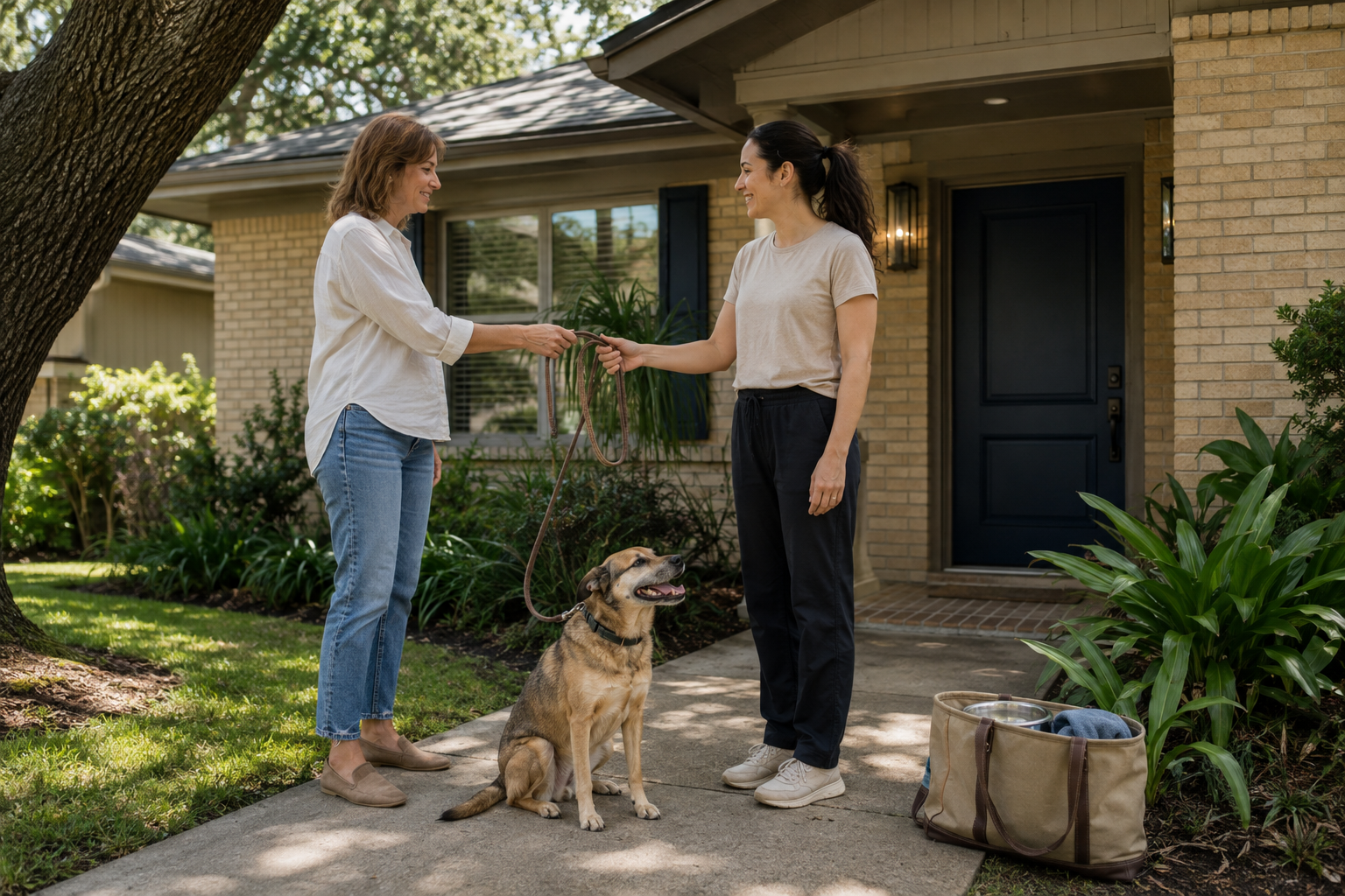 Happy dog receiving attentive care